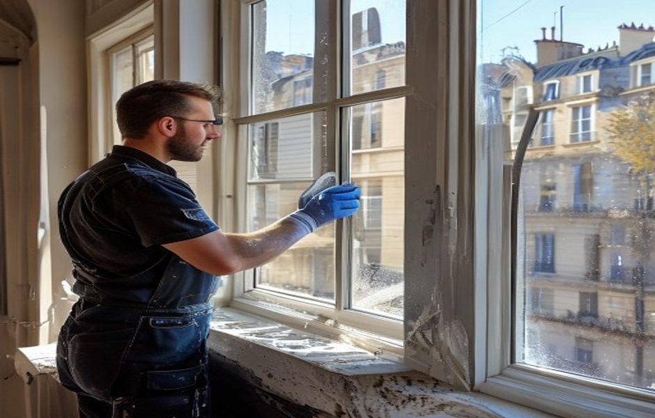 Vitrier à Franconville posant un vitrage sur mesure