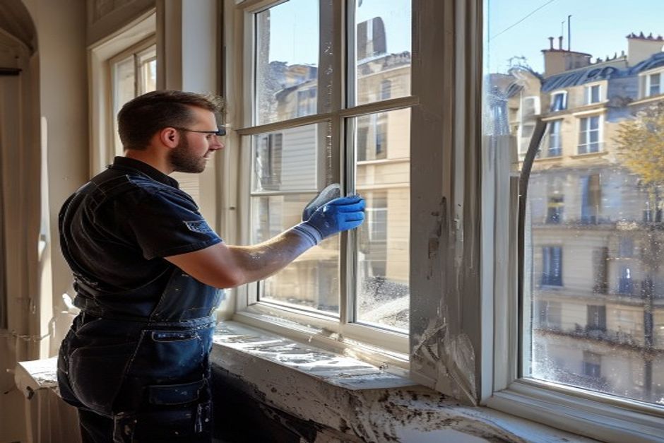 Vitrier à Franconville posant un vitrage sur mesure